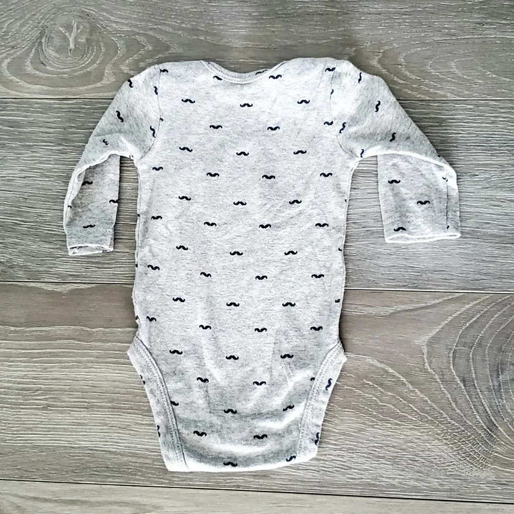 Carter's Long Sleeved Mustache Bodysuit